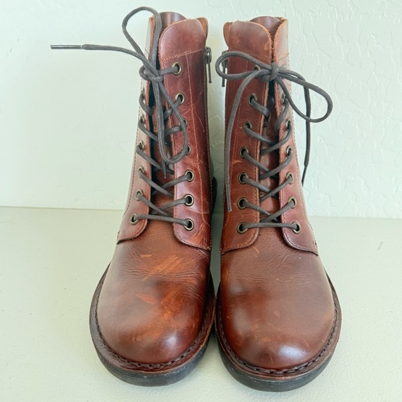 NEW Fly London Reddish Brown Leather Lace Up Boots Women’s Size EU37 US 6-6.5 - Picture 5 of 9